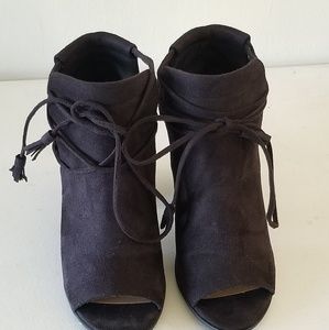 Open Toe Lace Up Booties
